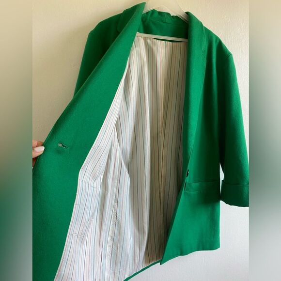 Vintage I.Magnin Blazer 100% Wool Green Size M Career business casual - Picture 3 of 10